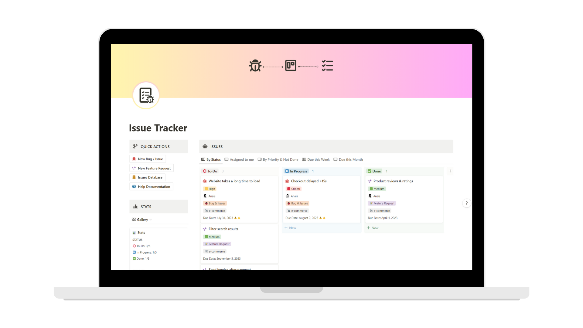 Issue Bug Tracker (Notion Template)