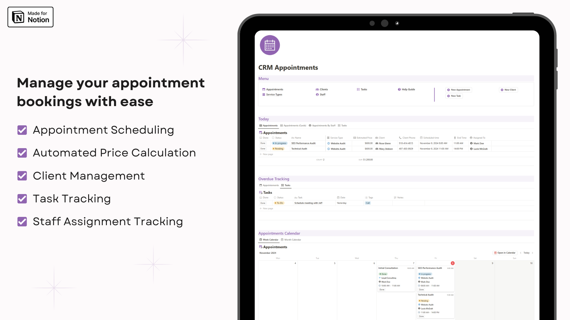 CRM Appointments Notion Template