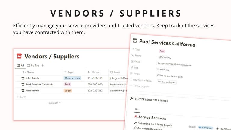 Vendors and suppliers