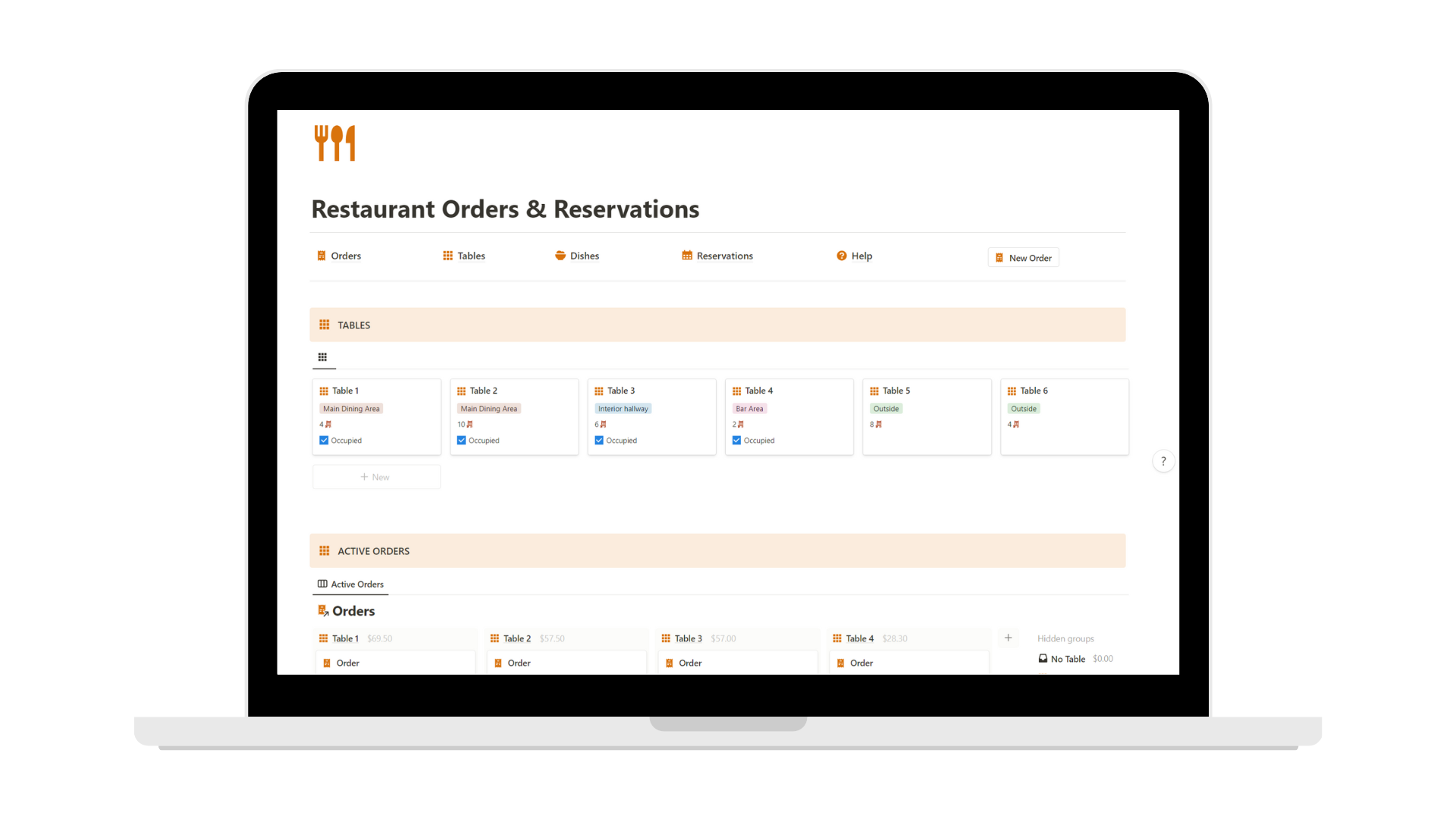 Restaurant Orders & Reservations (Notion Template)