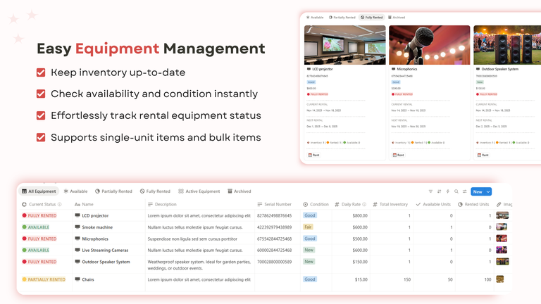 Equipment Management Inventory