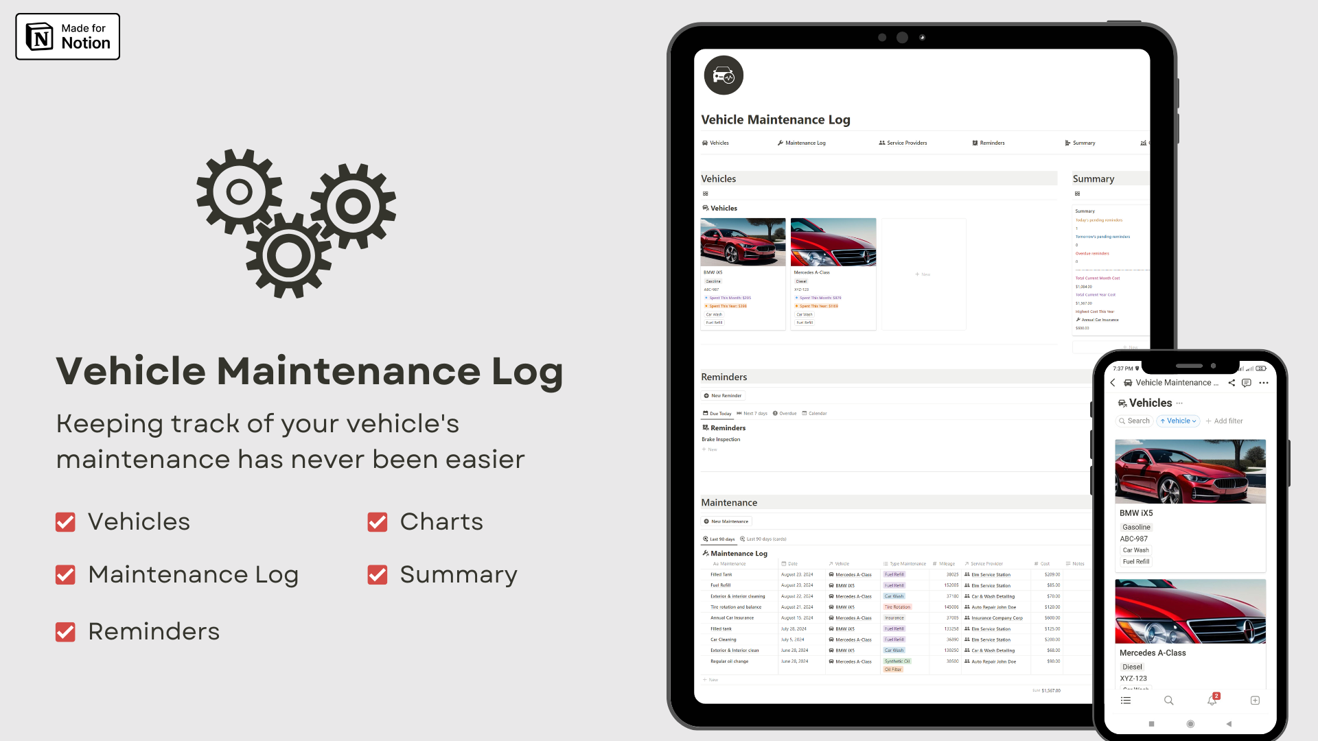 Vehcile Maintenance Log (Notion template)