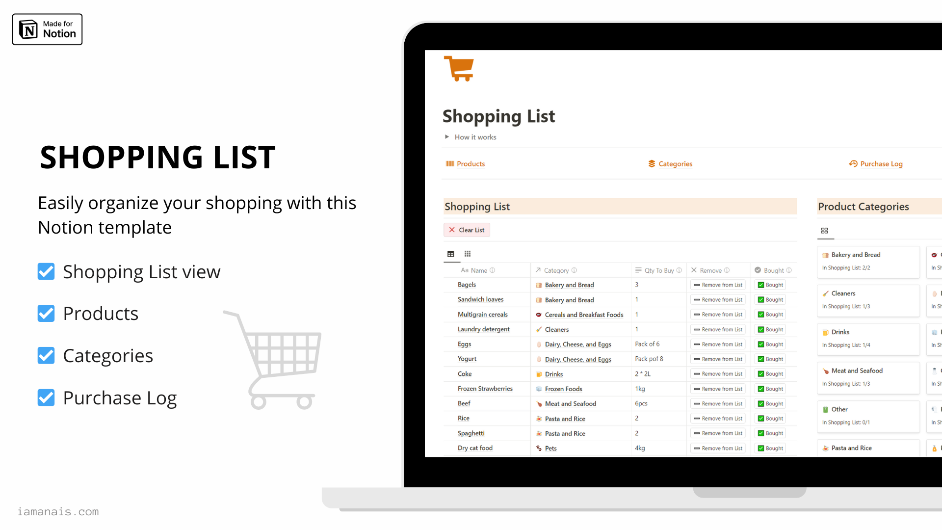 Shopping List - Notion Template
