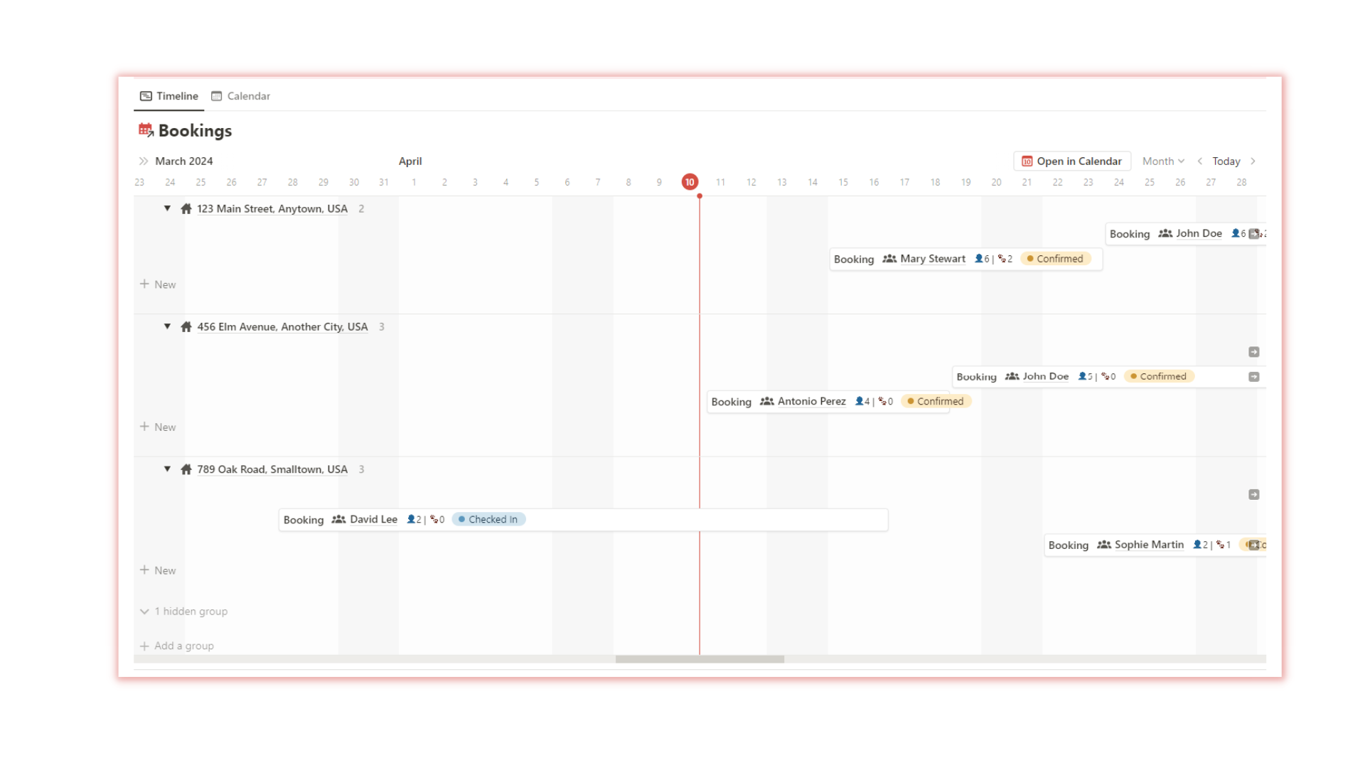 BOOKINGS TIMELINE