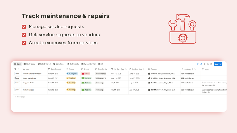 Service Requests and Maintenance