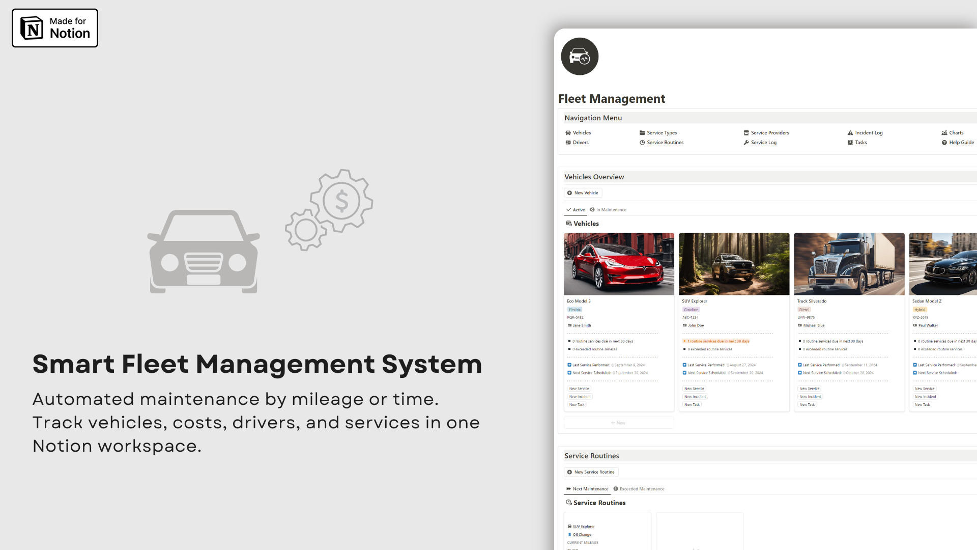 Fleet Management System Notion template