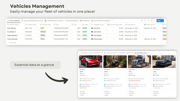 Vehicles Management - Essential Data