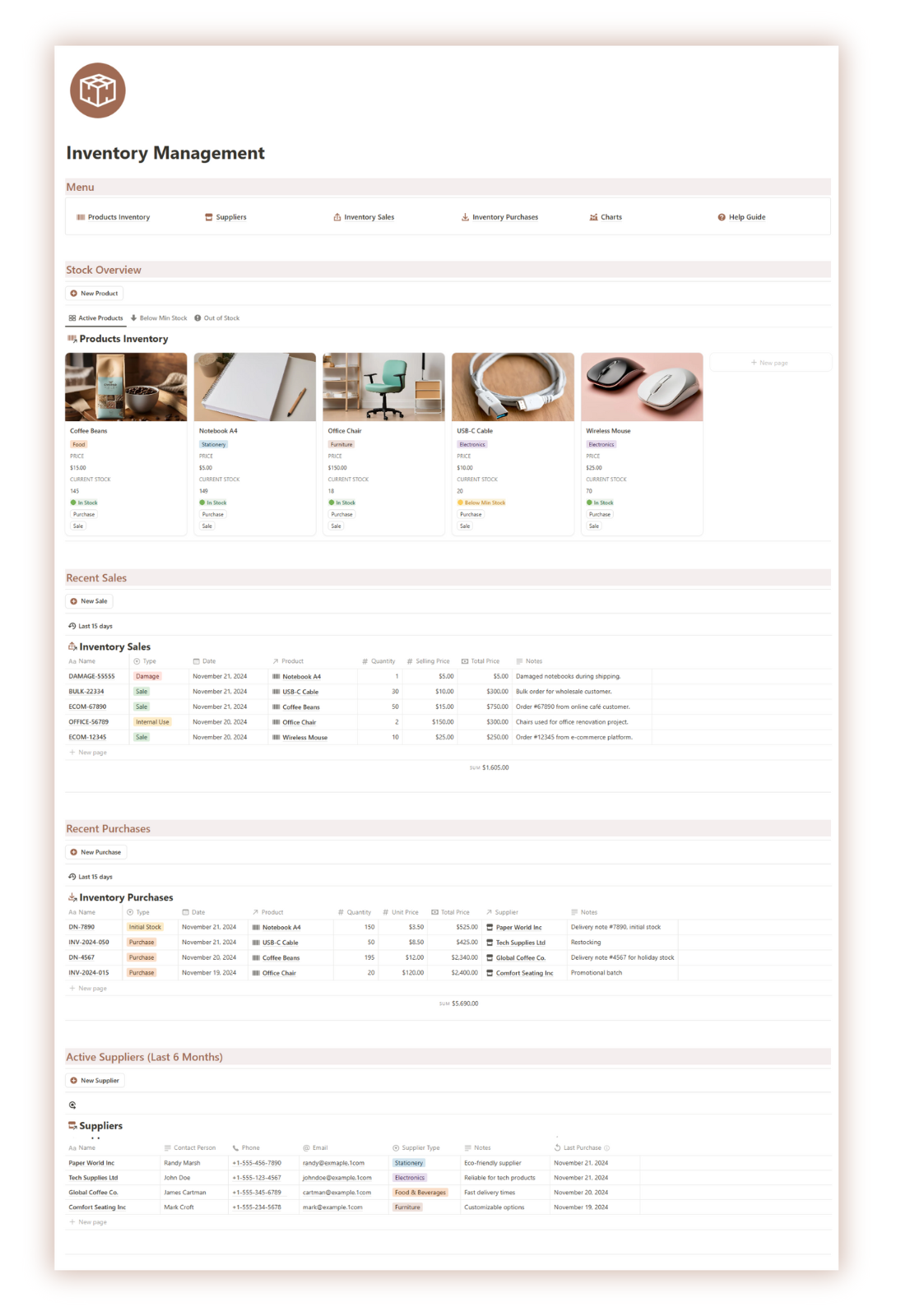 Inventory Management Notion Template