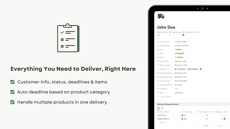 Delivery Request Page