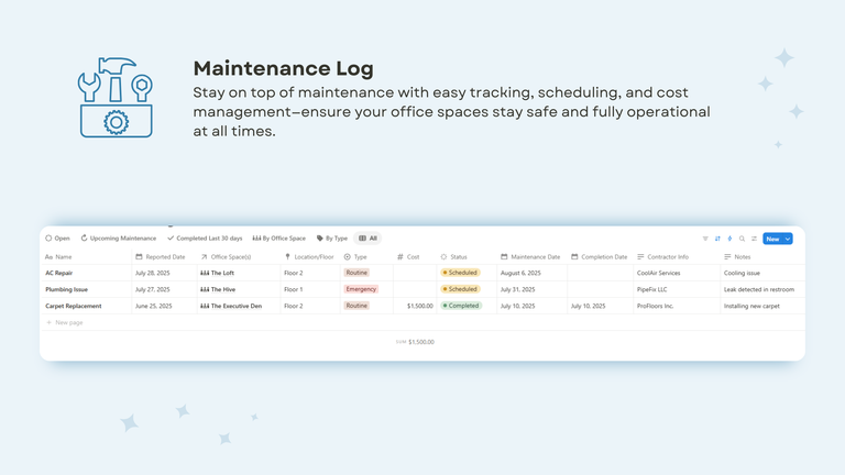 Maintenance Log