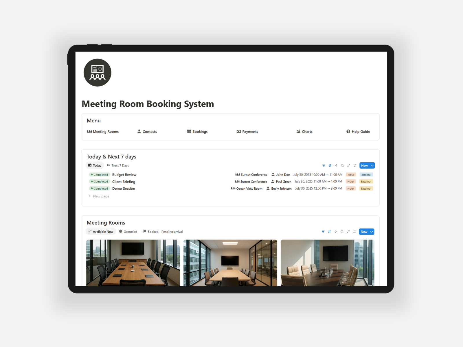 Meeting Room Booking System - Notion template