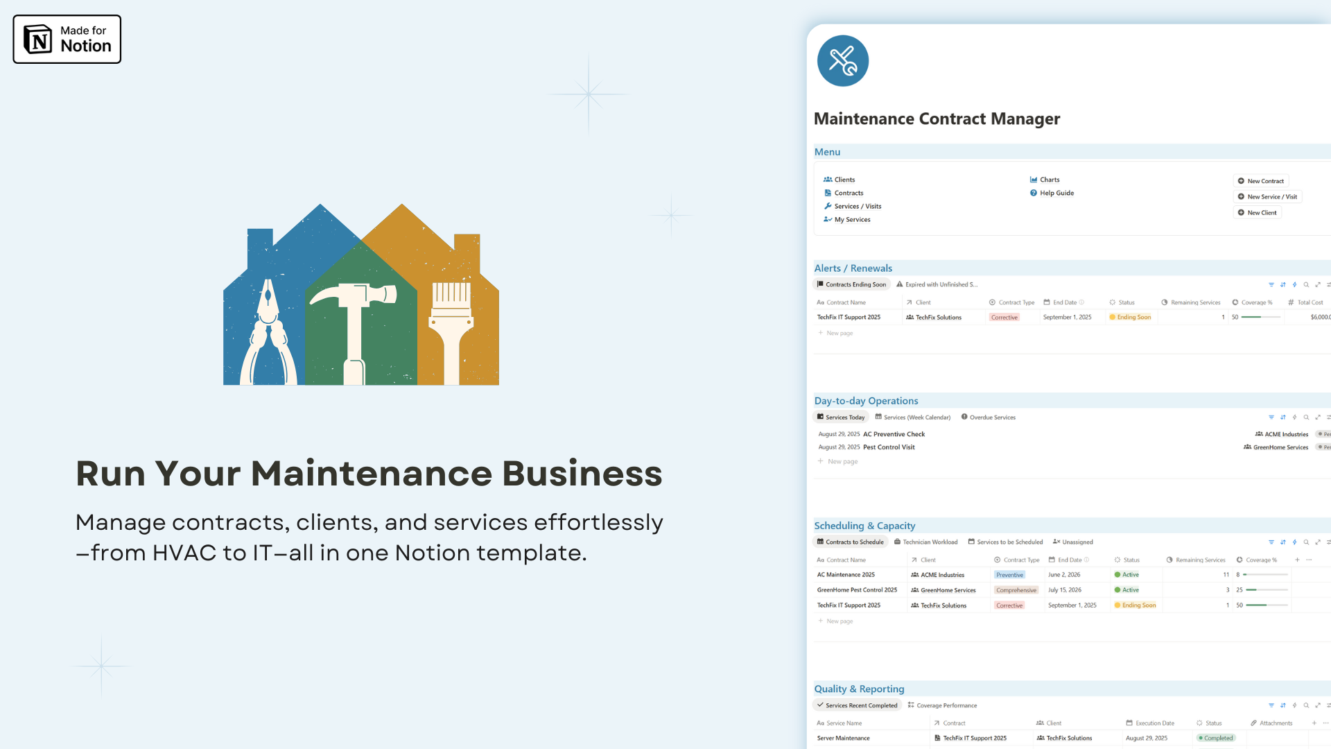 Maintenance Contract Manager Notion template